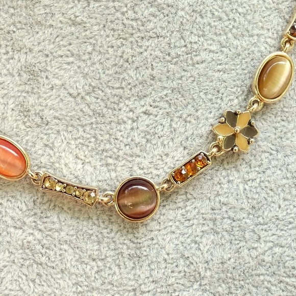 Enamel, glass and crystal necklace - Picture 3 of 5